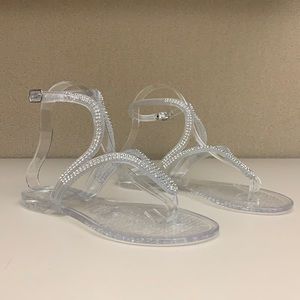 Never worn Ilario Ferucci rhinestone sandals